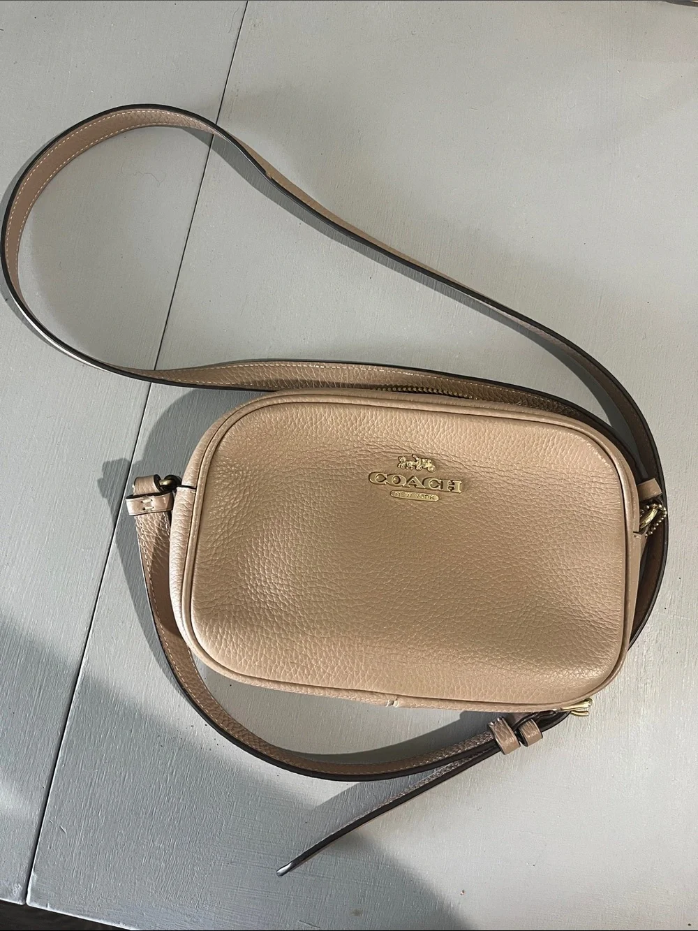 Coach Pebbled Leather Crossbody in Nude Tan - Picture 10 of 11